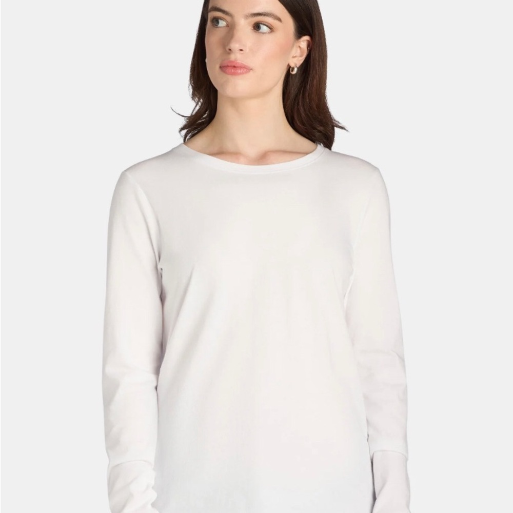 TIME and TRU Womens Long Sleeved Crew Neck T-Shirt White Size XL 14-16 New - Picture 4 of 8